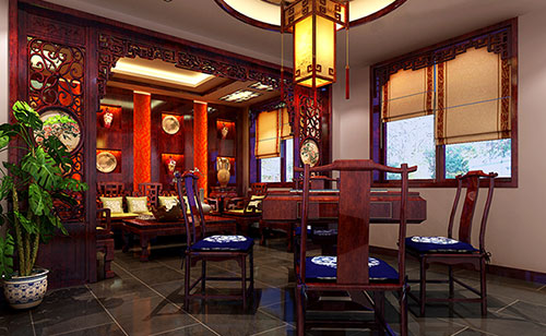 白碱滩古典中式风格茶楼包间设计装修效果图